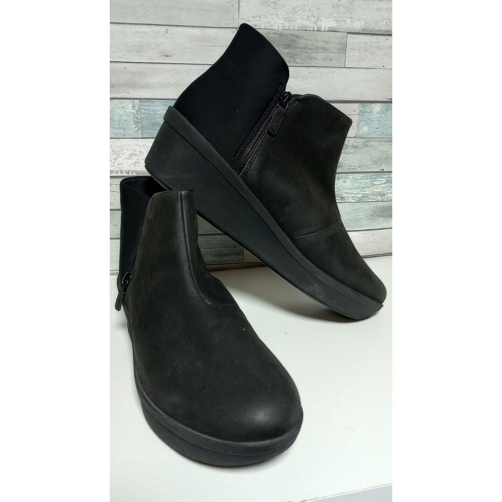 Clarks Cloud Steppers Step Rose Black Ankle Boots Women's Size 12 New Comfort